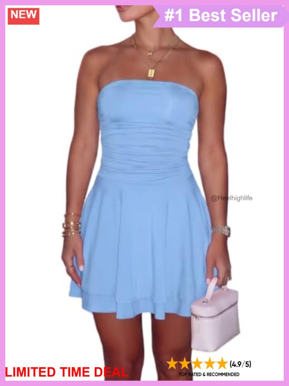 Sexy Strapless Ruffle Mini Dress Ruched Tube Top Backless Party Club A-Line